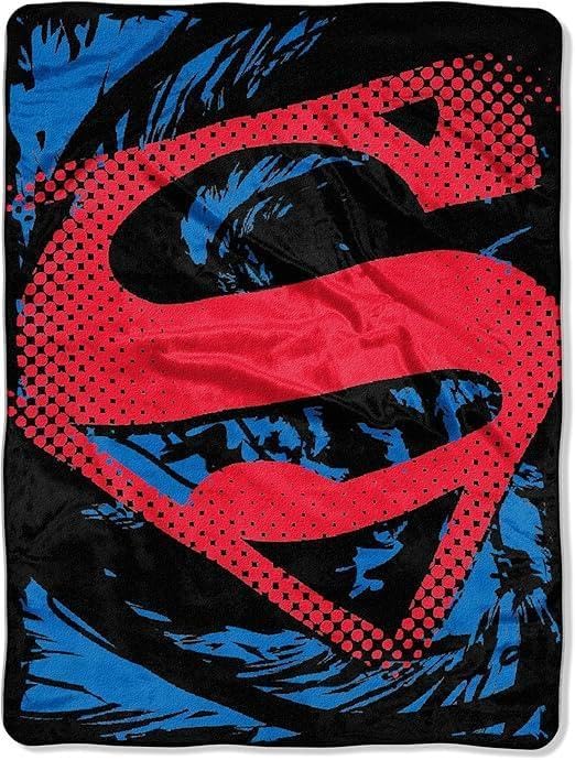 DC Comics Superman RIP Shield Throw Soft Silky Blanket 40in x 50in