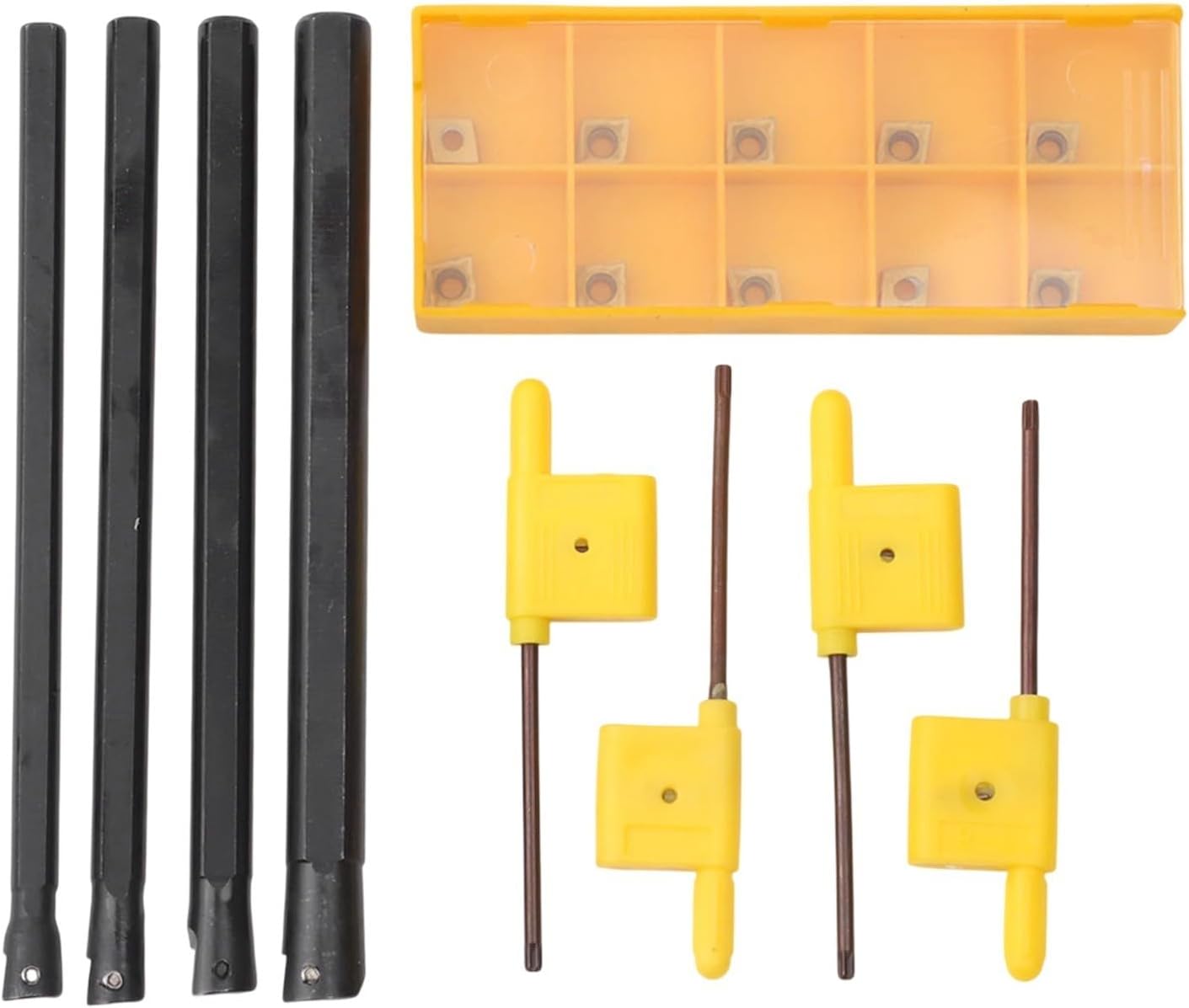 4 Set CNC Lathe Boring Bar Kits S06K-S10K With CCMT060204-HM Carbide Inserts, Alloy Steel Tool Holder For Steel Turning And Finishing Operations