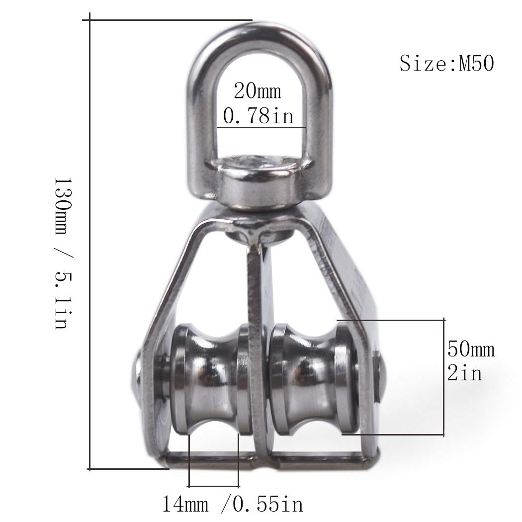2 Poulies En Acier Inox 304 - Charge 400kg - Pour Levage, Gym, Construction