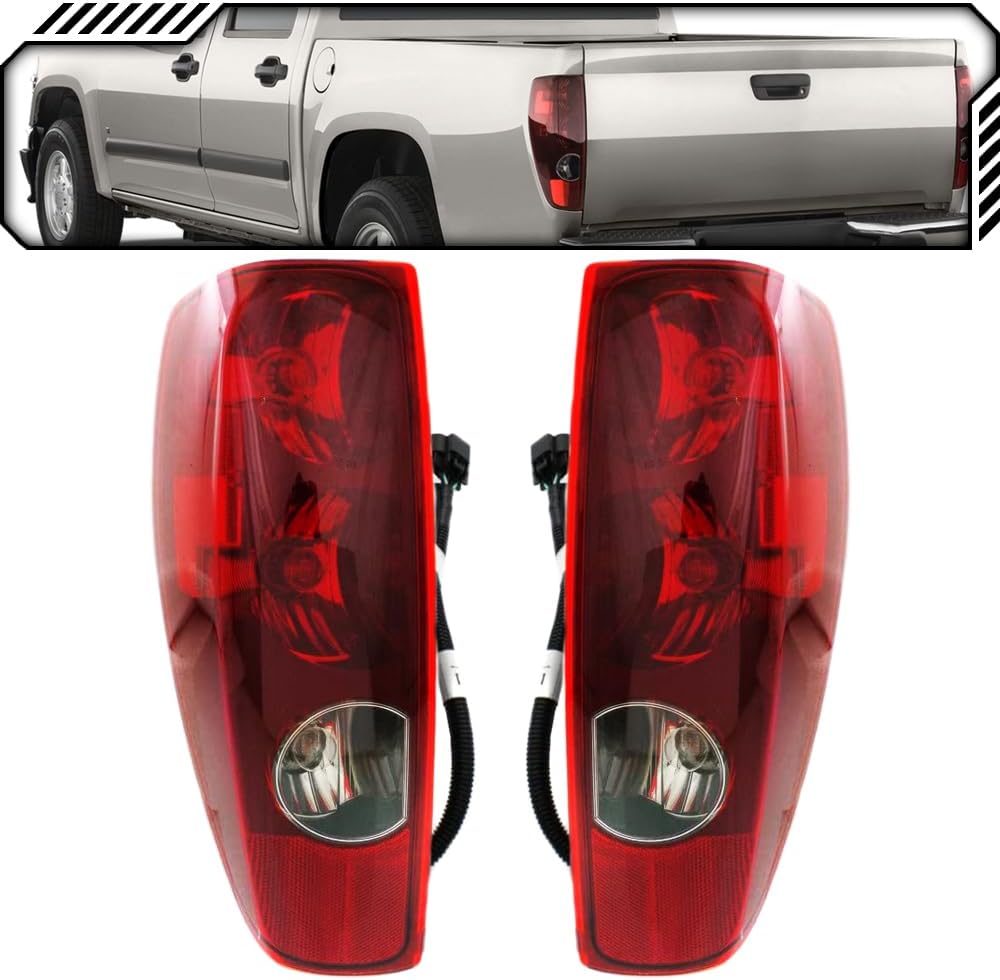 EPIC LIGHTING AMXOE Style Halogen Tail Lights w/Bulbs & Harness Assembly Replacement for CHEVROLET GMC ISUZU 04-12 Colorado Canyon 06-08 Pickup [ GM2800164 GM2801164 19417444 19417443 ] Pair