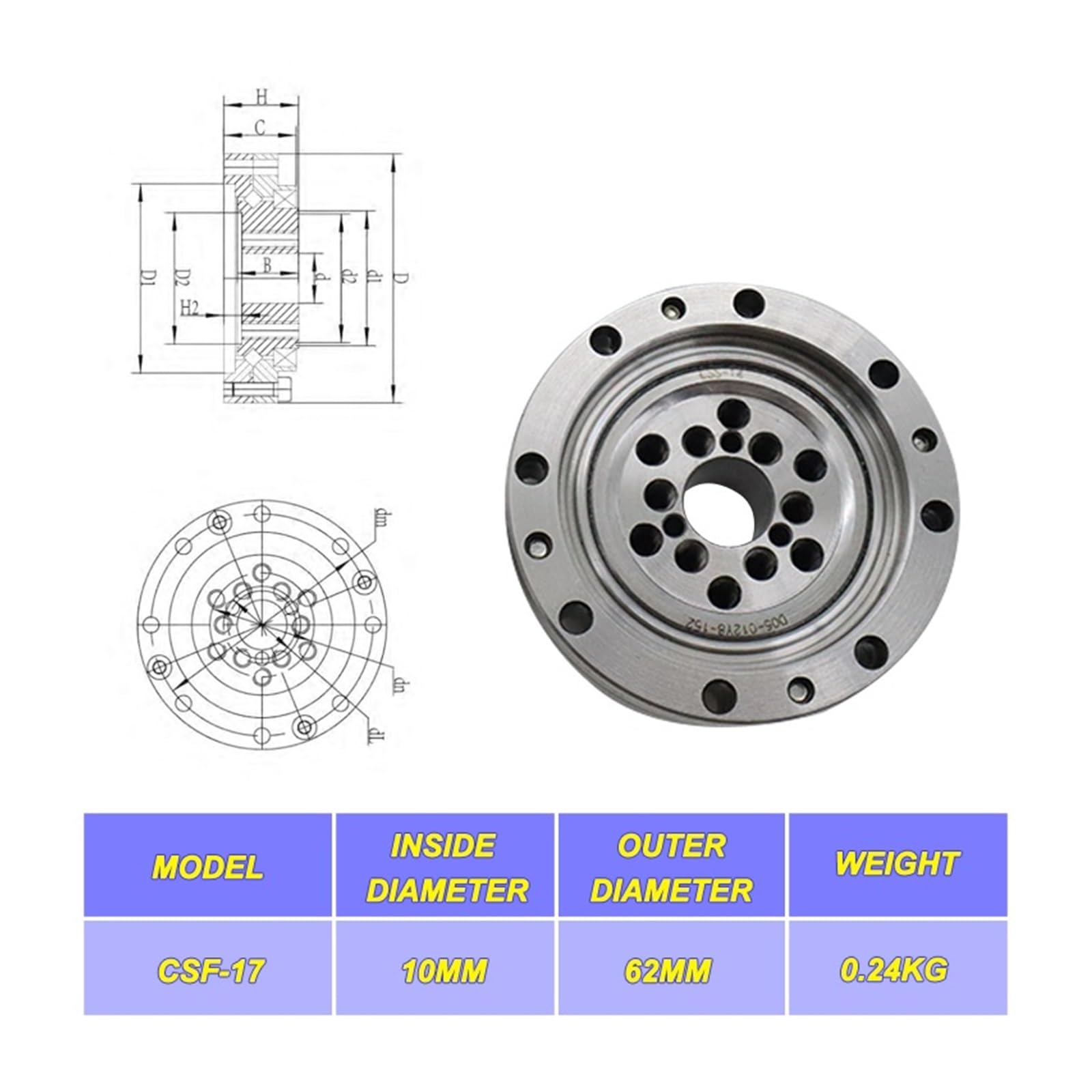 Roulement réducteur d'harmoniques haute précision, 1 pièce - Roulement à rouleaux croisés CSF-14 CSF-17 CSF-20 for robots industriels et automatisation(CSF-17)