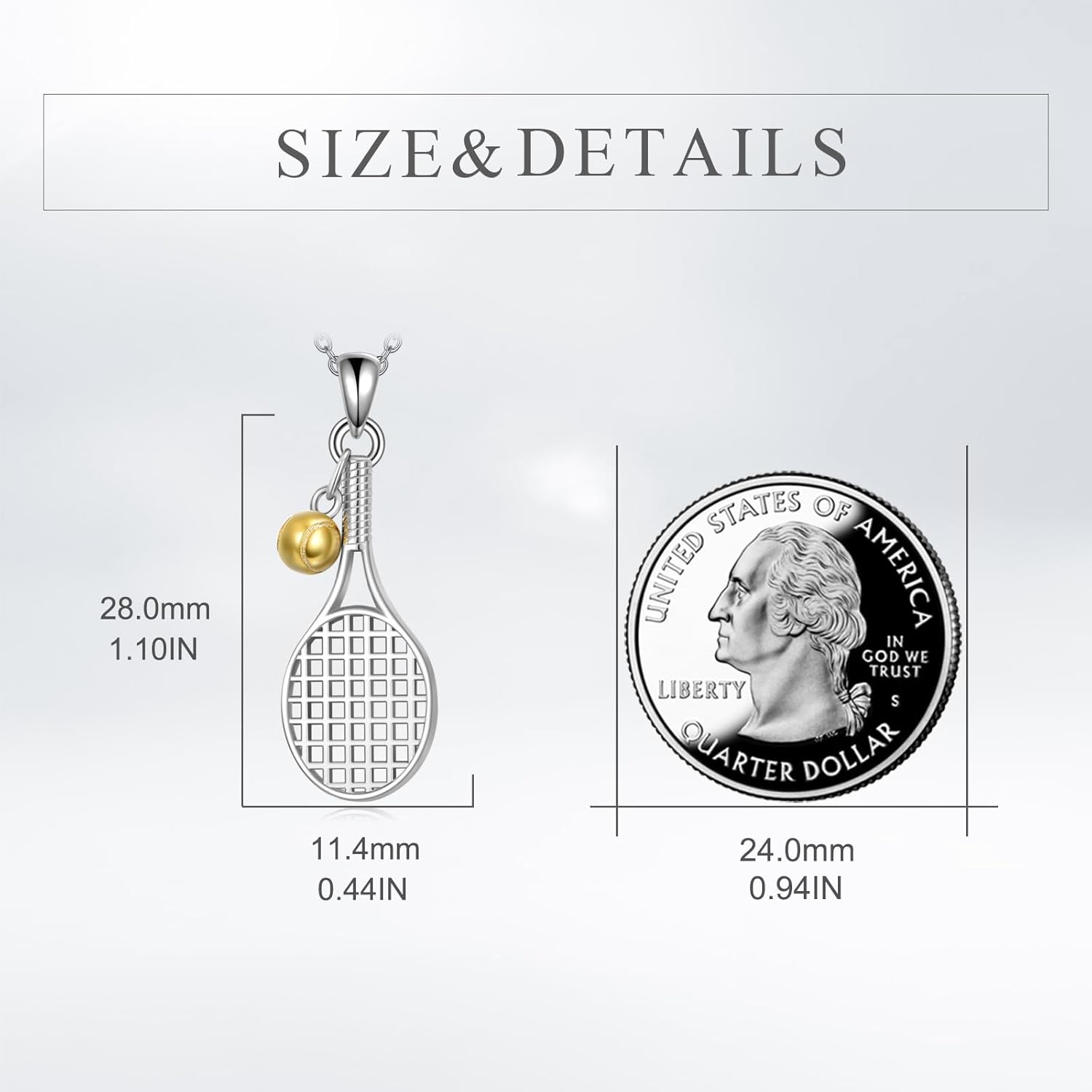 Tennis/Baseball Necklace Sterling Silver Sport Pendant Jewelry Gifts for Women Men - Image 3