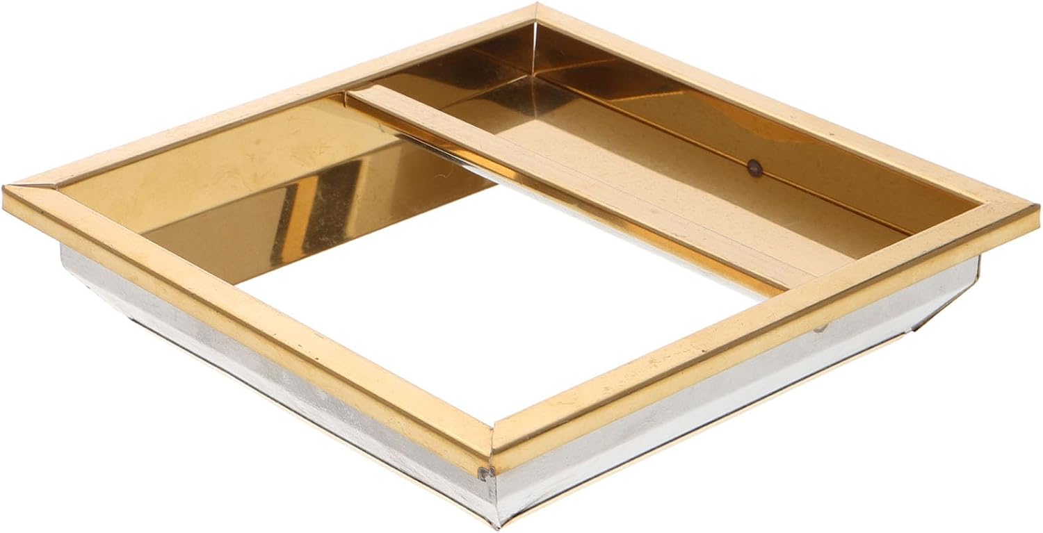 Stainless Steel Garbage Can Lid Replacement, Outdoor Trash Can Cover with Metallic Gold Semi-open Top, Sturdy Metal Lid for Waste Bin Suitable for Hotels and Marble Ashtrays