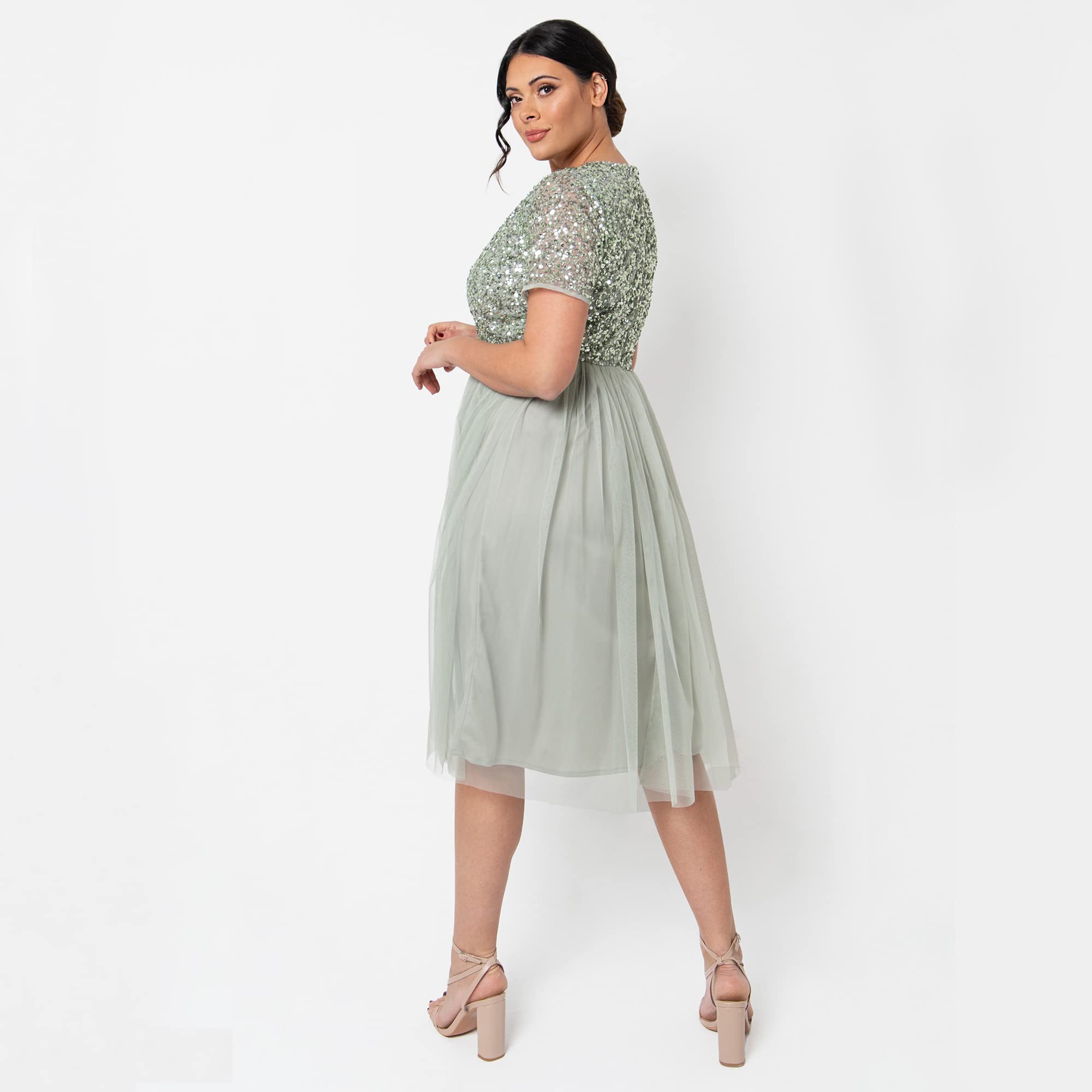 Maya Deluxe Damen Midi-kleid Mit V-ausschnitt – Bild 6