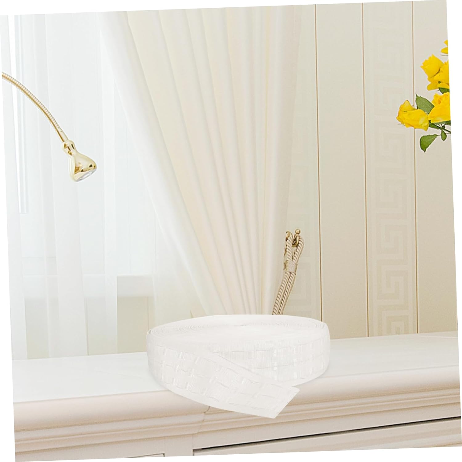 1roll Door Curtain Tape Soft Polyester Pleat Tape for Window Treatments and Curtain Accessory for Home