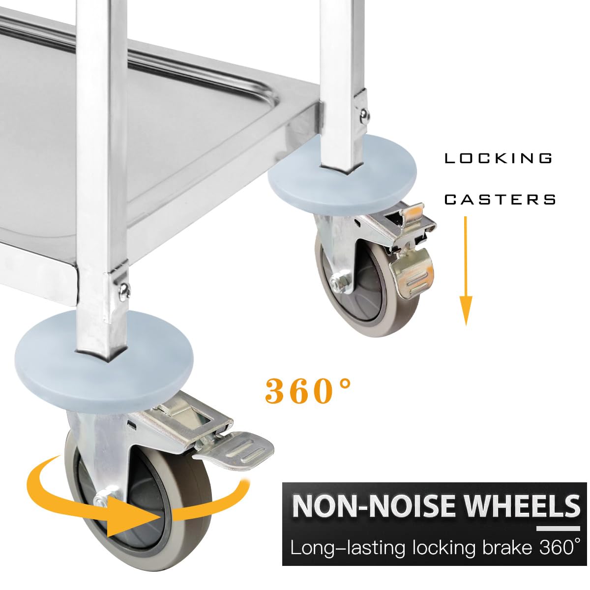 DRM Carrello da cucina a 3 ripiani, in acciaio inox, con ruote, per catering, cucina, auto