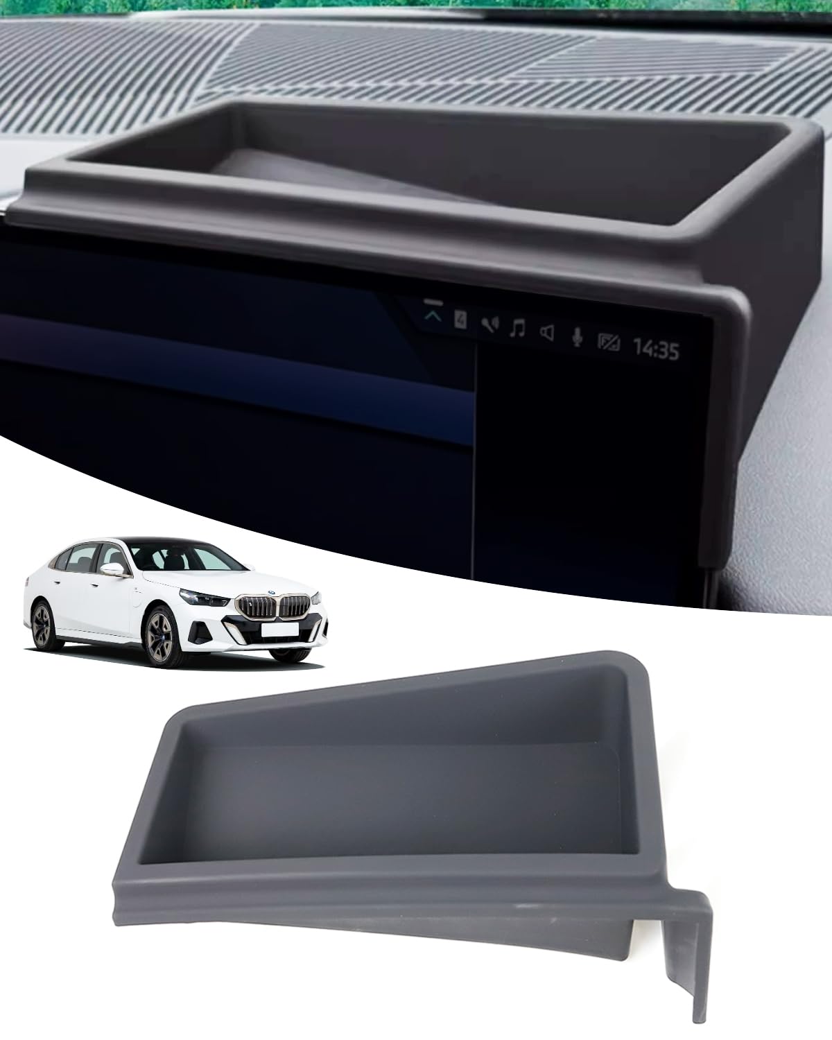 2025 i5 taca do przechowywania monet, kluczy i telefonu, kompatybilna z BMW i5 eDrive40, xDrive40, M60 G60 2024 2025 (pasuje do ekranów dotykowych 31.2 cm i 37.8 cm) – organizer na deskę rozdzielczą