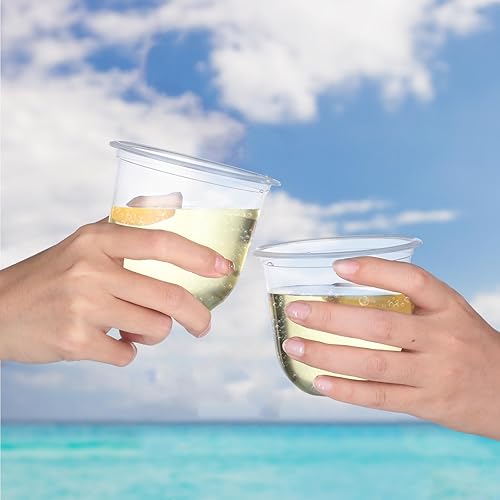 Miniatura 4 de 100 copas de vino de plástico sin tallo, desechables, de plástico transparente, para fiestas, bodas, cumpleaños, cócteles (12 onzas)