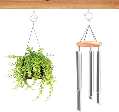 Miniatura 41 de Q Hanger - 35 ganchos de rosca para tiras de luces al aire libre, cesta colgante giratoria para patio, ganchos de luz con hebilla segura atornillada