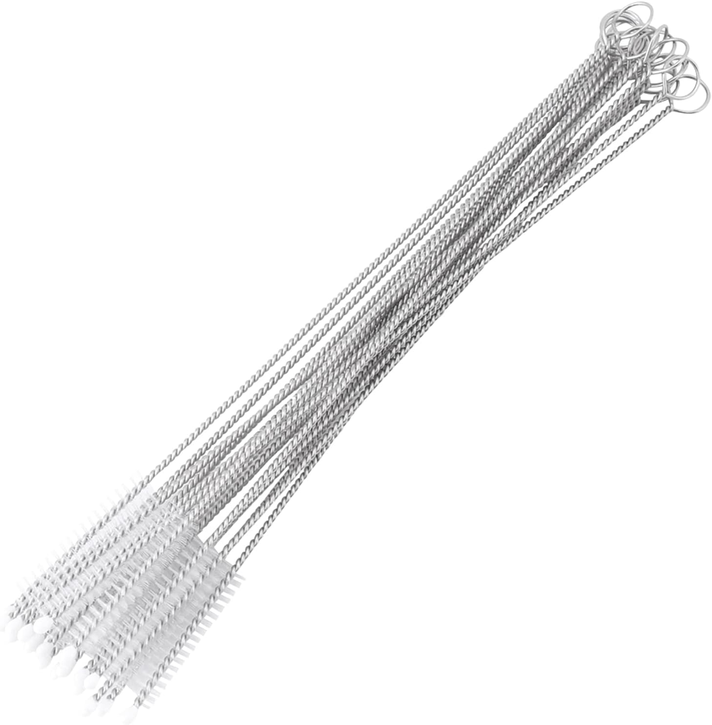 Tyenaza 20Pcs Long Straw Brush, Stainless Steel Straw Wash Brush Nylon Pipe Tube