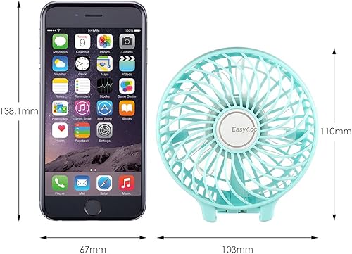 Miniatura 7 de Mini ventilador de mano EasyAcc USB, ventilador de escritorio pequeño personal portátil, ventilador de mesa con ventilador eléctrico plegable de