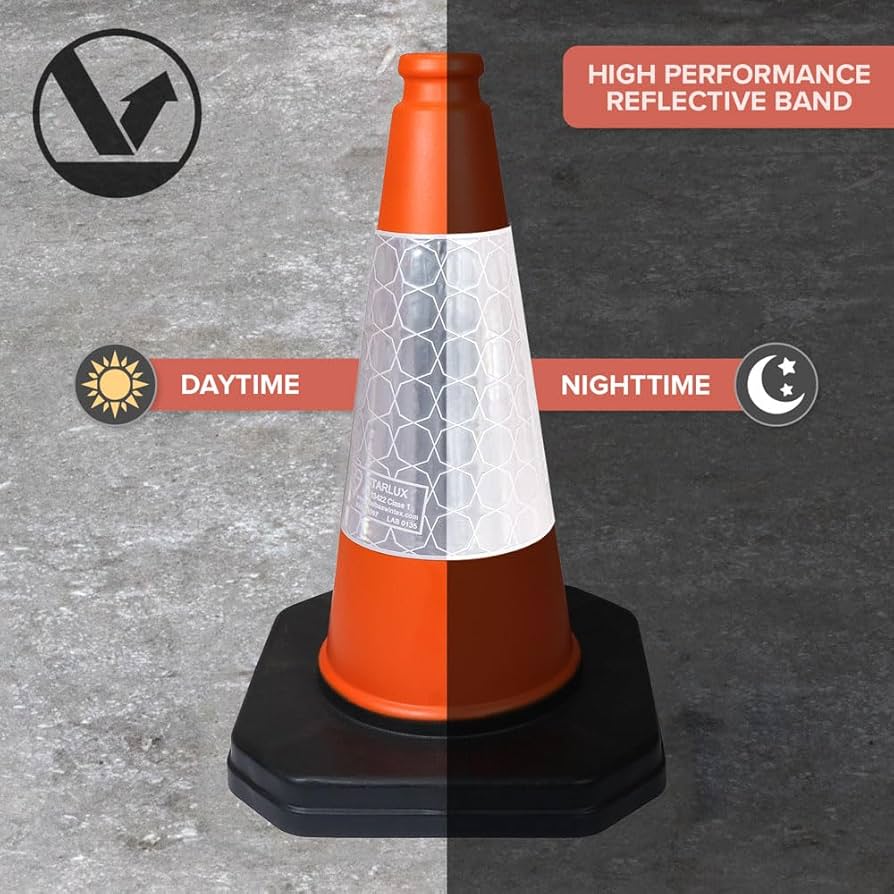 6 X 460mm 1-Piece High "No Waiting" Traffic Cones In Yellow
