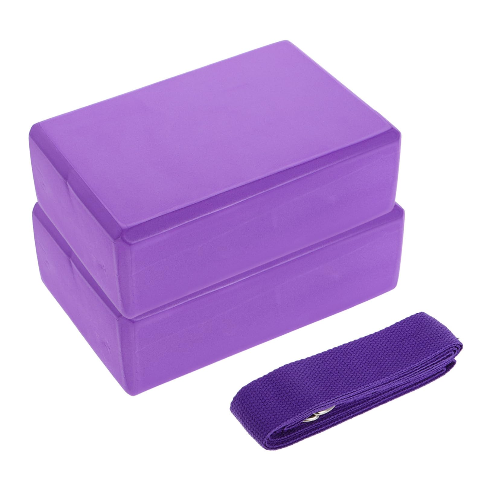 Set di Blocchi Yoga e Cinghia Elasticizzata 3 Pezzi in Eva Porpora
