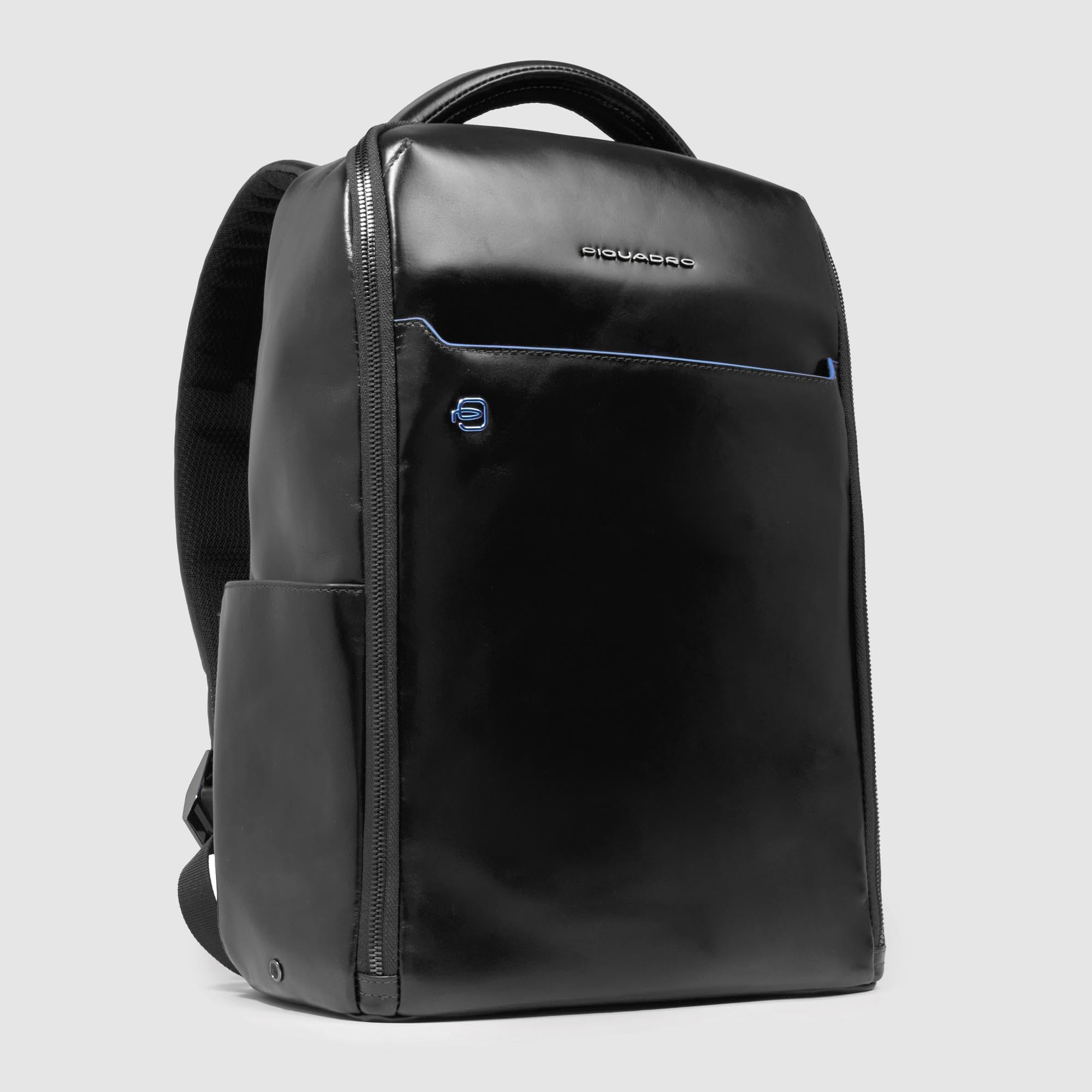 Piquadro - Sac à Dos Fast-Check Porte-PC 14" en Cuir - Homme - Noir