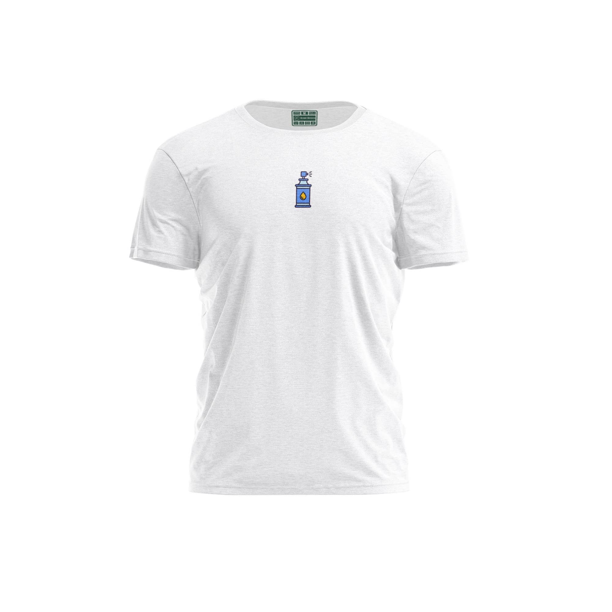 Bona Basics, Digitally Printed, Men's Basic T-Shirt,%100 Cotton, White, Casual, Men's Tops, Size: L