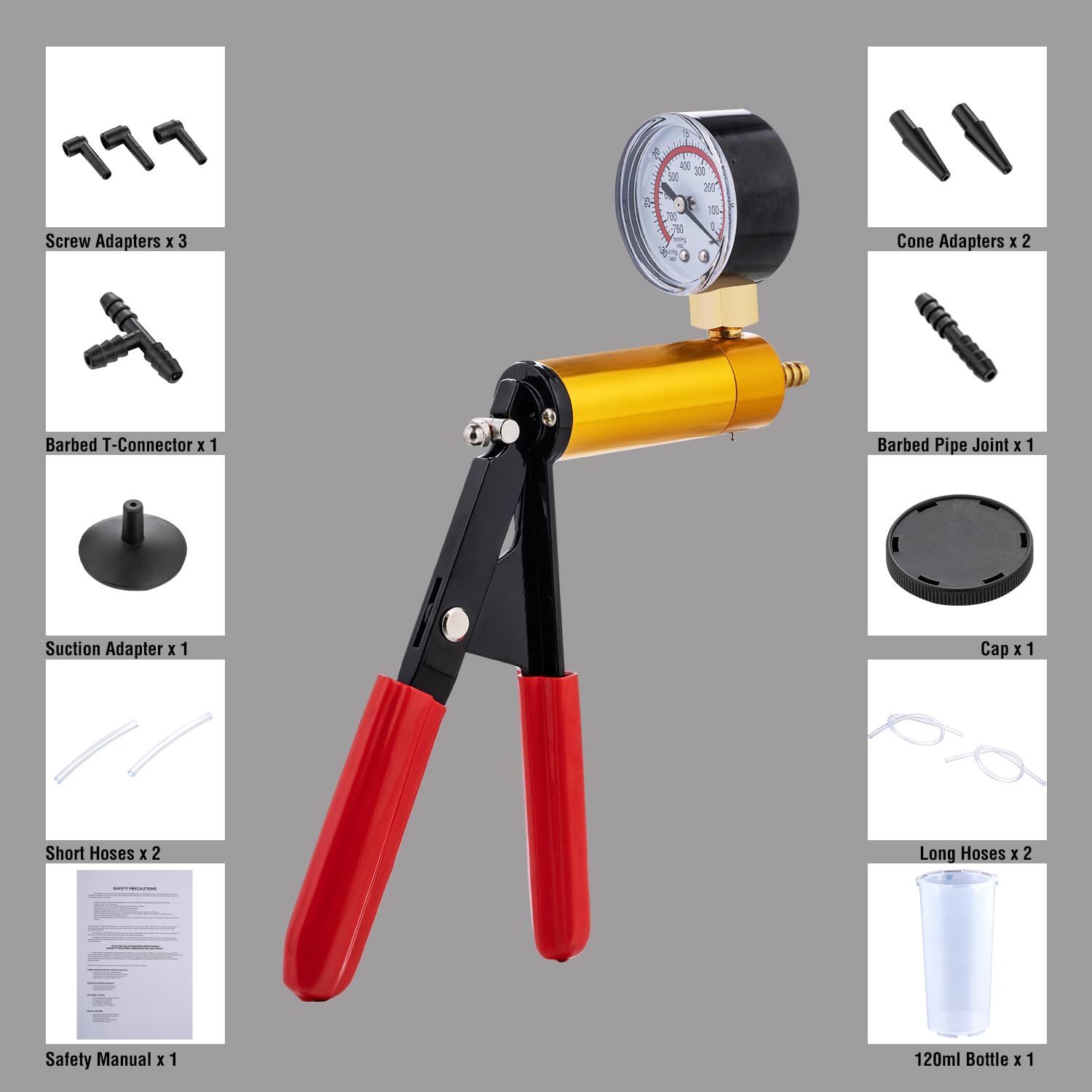 KATSU Kit di spurgo dei Freni Set di Tester per Pompa a Vuoto tenuto in Mano Strumento di spurgo dei fluidi per autoveicoli Motociclette 450820