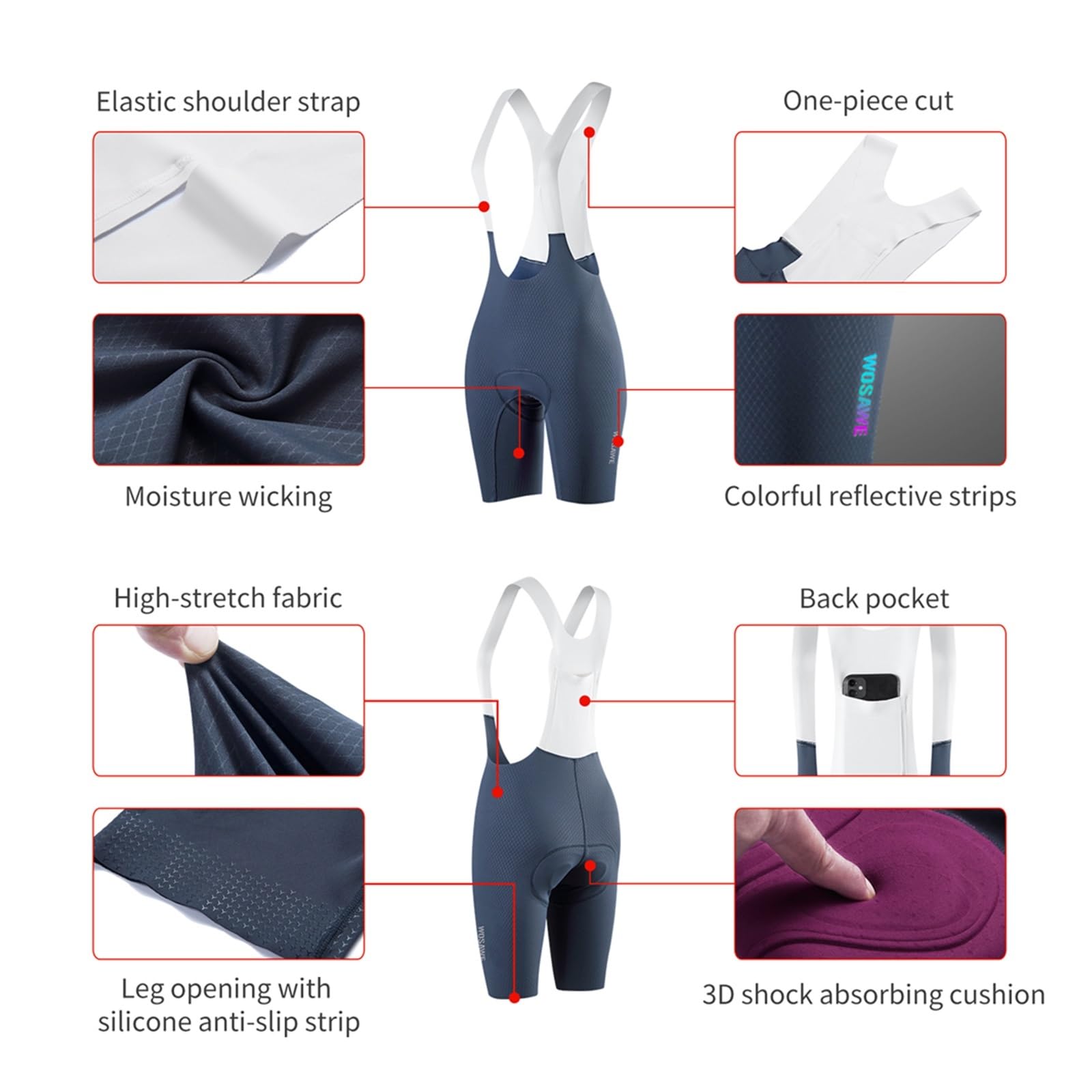 Pantalón De Peto para Ciclismo Culotte de Ciclismo for Mujer con Tirantes, Almohadilla Gel Anti-UV, for Verano, for Primavera, Ajustado