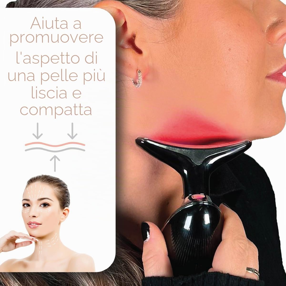 STYLPRO Fabulous Firmer Massaggiatore LED per viso e collo - Terapia della luce LED per il rafforzamento, il sollevamento, la riduzione delle rughe e il rassodamento della pelle