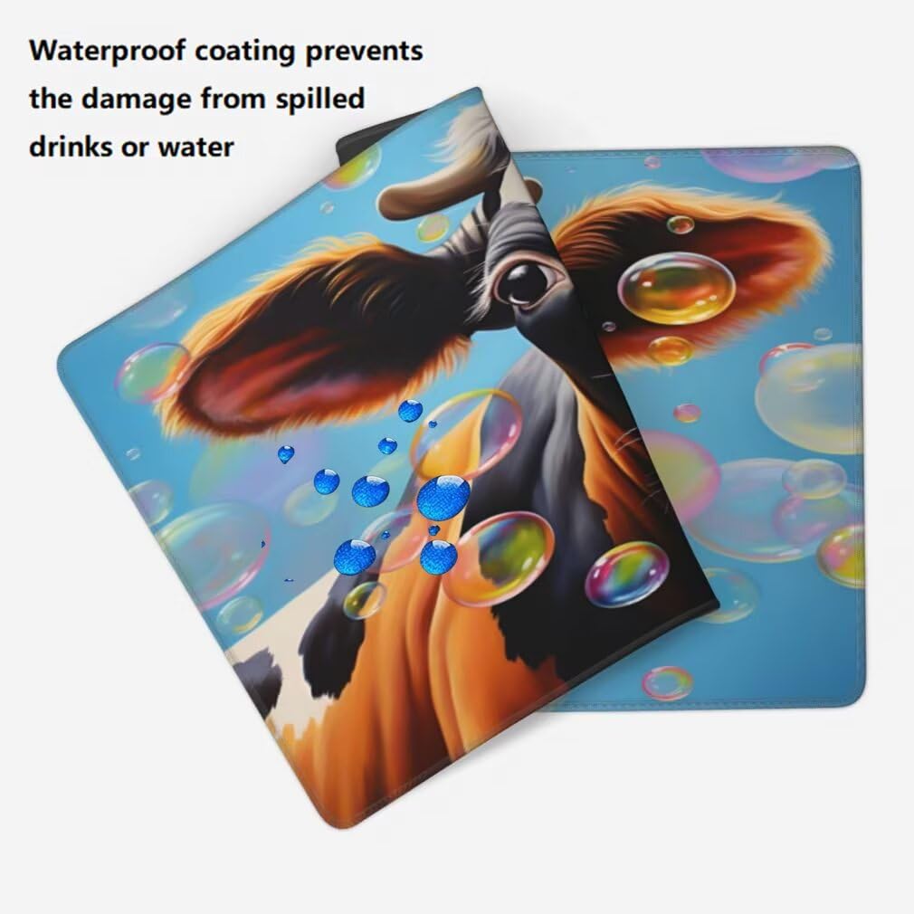 Tappetino Mouse XXL 1000x500mm Mucca Grande Mouse Pad, Tappetino Scrivania Grande Mousepad Gaming con Bordi Cuciti, Tappeto Scrivania con Base Antiscivolo per Ufficio e Casa (Animale) -MP1570