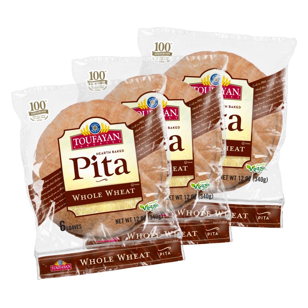 - Toufayan Whole Wheat Pita Bread – Soft Hearth-Baked Pocket Pita | Freeze on Arrival | 3 Pack (18 Pitas Total)