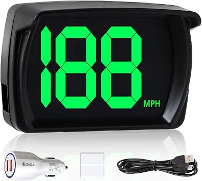 Digital GPS Speedometer Car HUD, Real-Time MPH Display, LED Large Font Speedometer with USB Plug & Play, Compatible with Car, Truck, SUV, 3-Inch Screen