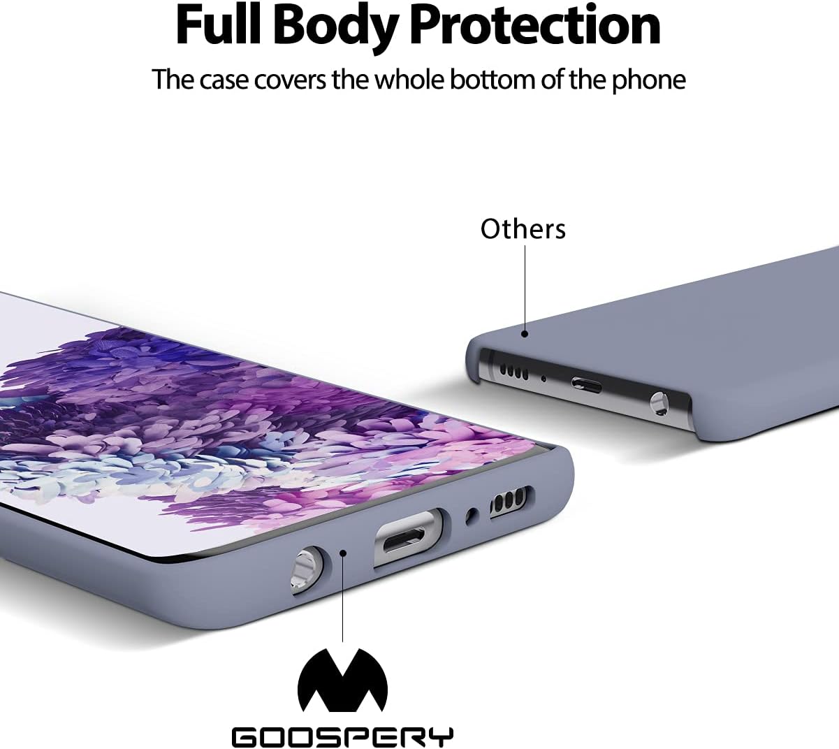 Goospery Liquid Silicone Case for Samsung Galaxy S10 Plus (2019) 6.4 inch Jelly Rubber Bumper Case with Soft Microfiber Lining - Lavender Grey