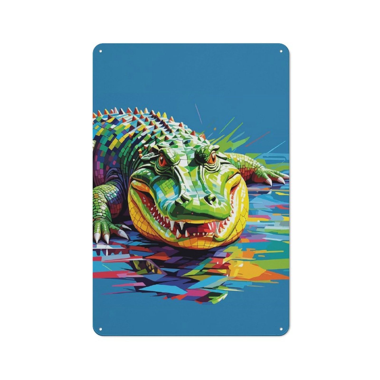 Junmoney Crocodile Wpap Pop Art Vintage Tin Sign 30X20cm Featuring For Workshop Wall, Gift For Metal Sign Collectors During The Christmas Season