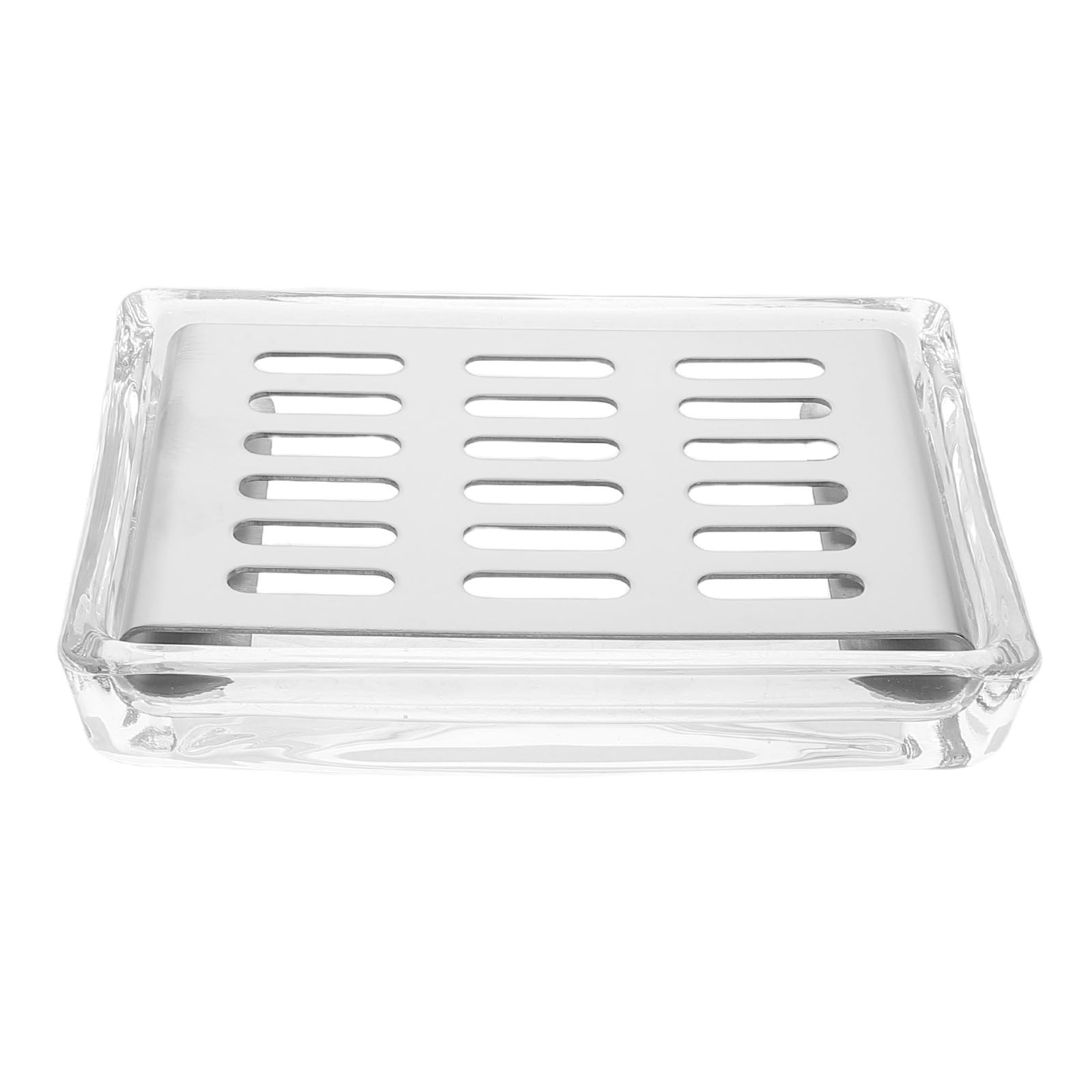 Porte-savonnette en verre et acier inoxydable au design épuré