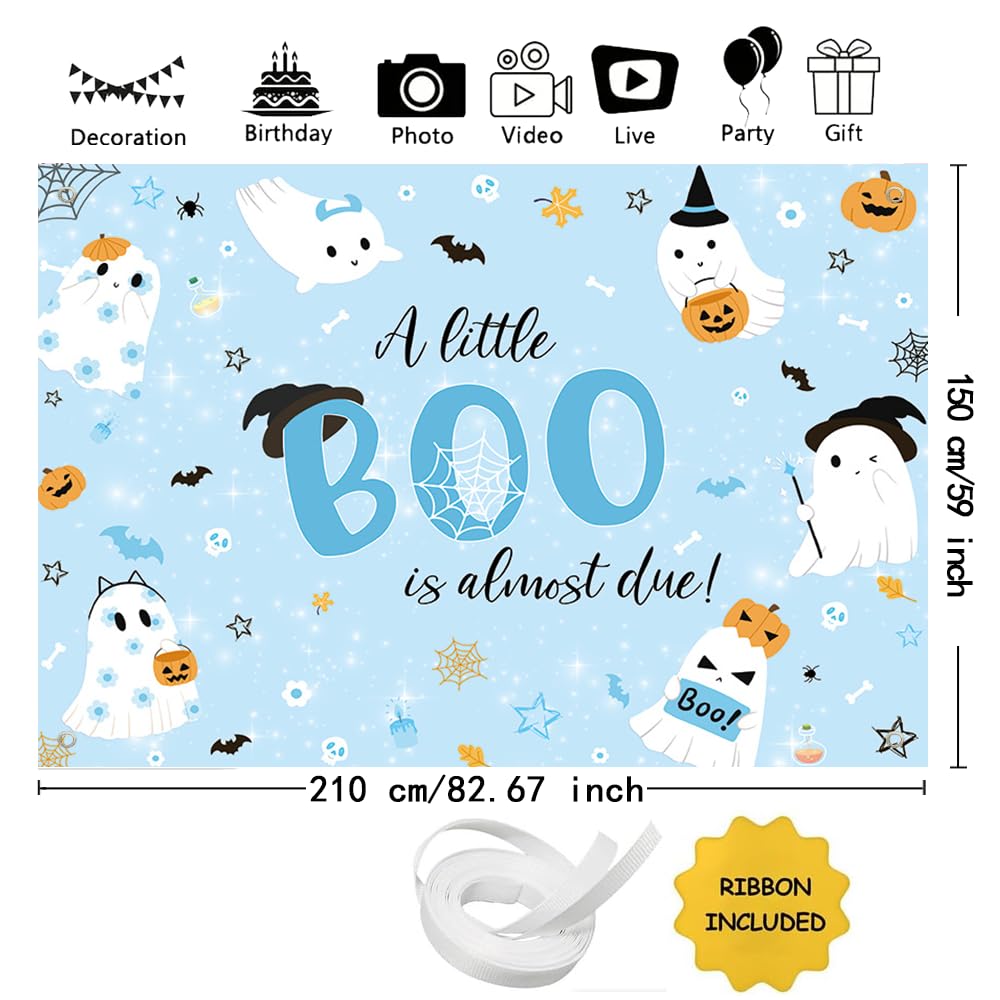 Blue A Little Boo Hintergrund Für Babyparty & Halloween – 2,1 X 1,5 M Party-Deko-Banner