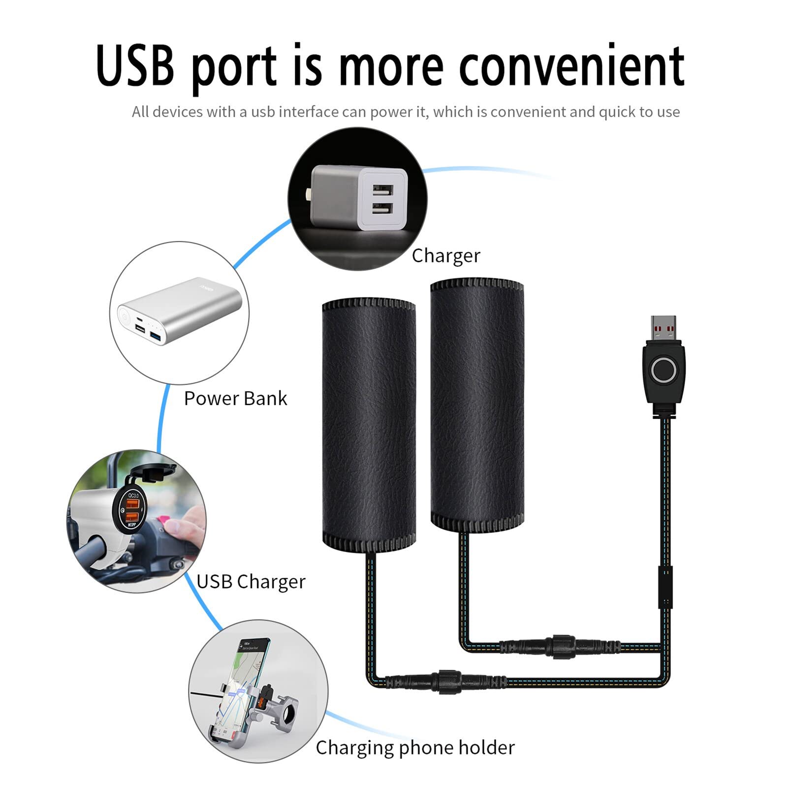 EBTOOLS Podgrzewane Uchwyty Motocyklowe PVC Polipropylenowe Włókno Kompozytowe Drut Grzewczy Zimowe Podkładki do Ogrzewania Rąk Trzy Prędkości Inteligentny Przełącznik IP67 Wodoodporny Antypoślizgowy