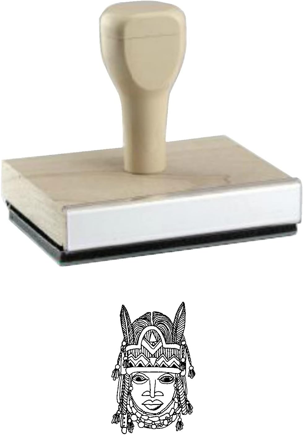 Design-Centric Item Ceremonial Mask Lg Rubber Stamp 2x1 Inch Eco-Friendly Wooden Handle