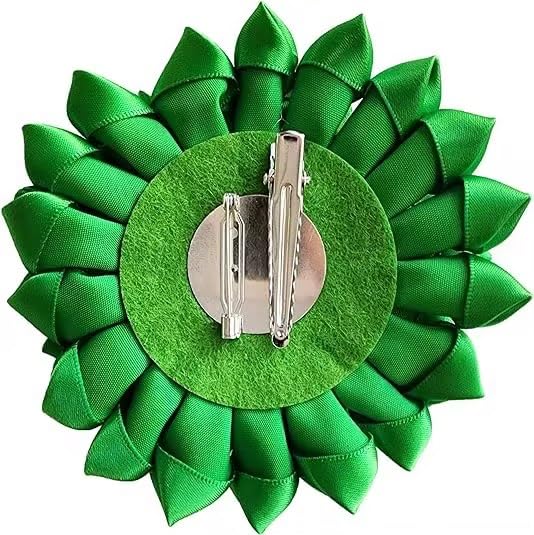 Image of Green and White 4.5 inch Paraphernalia Flower Brooch Pin for Women, Inspired for LINKS, Conferences, Luncheons