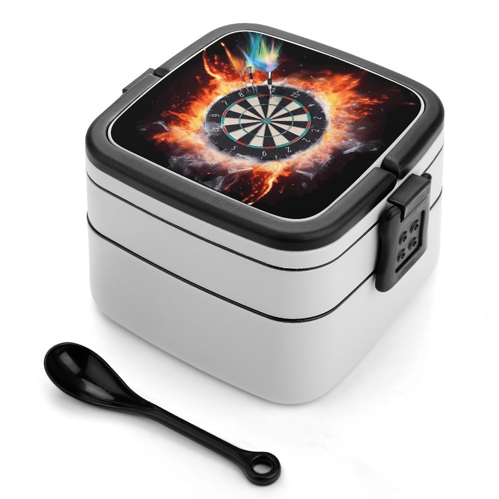Dart Board Bento Box Portable Adult Lunch Box with 2 Layer&Spoon Reusable Insulated Lunchbox Large Food Containers Leak Proof Lunch Containers for Work Camping Meal Prep