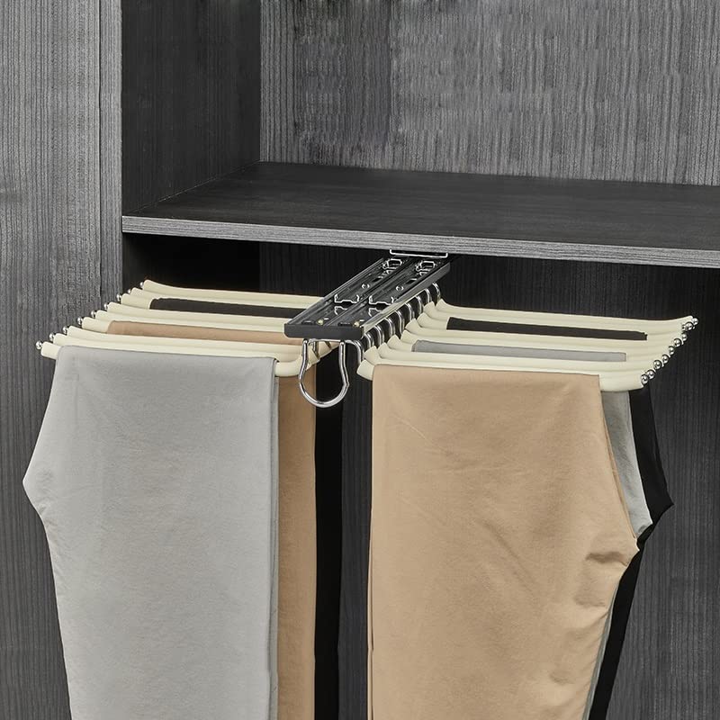 Porte-pantalons coulissant à 18 bras extensible pour dressing et placard - charge 28 kg