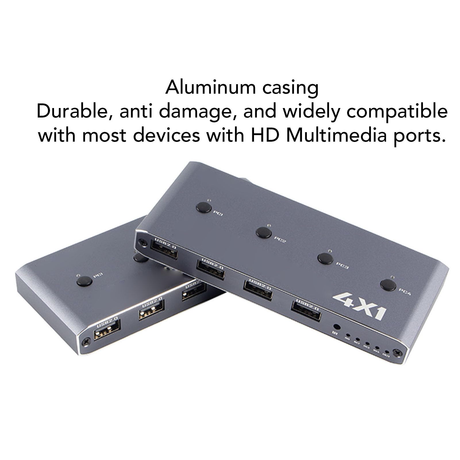 Fockety Commutateur KVM, 4K 60 Hz 48 Gbit/s, 4 Ports