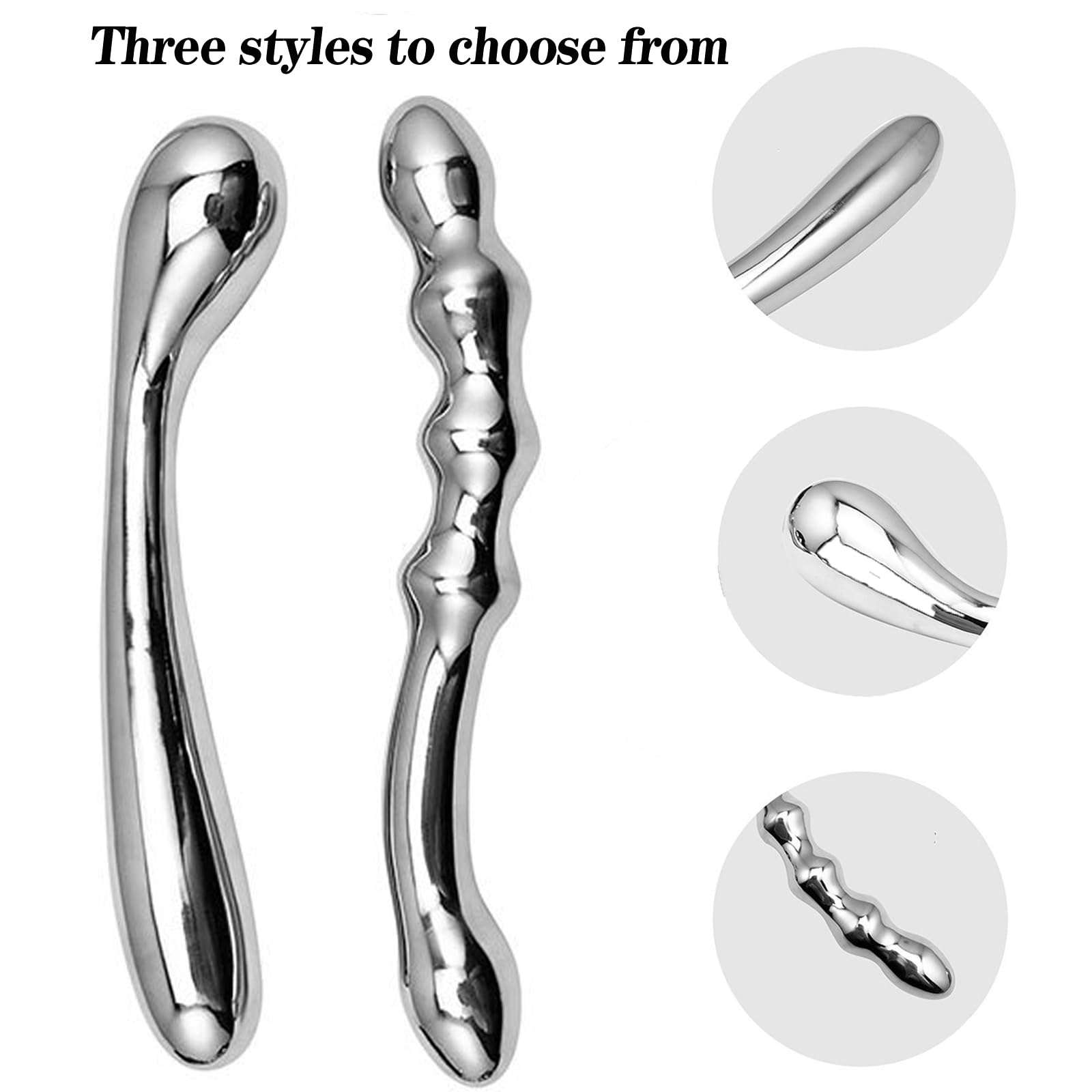 Dildo anale in metallo Dildo doppio Plug anale in acciaio inossidabile Palline anali Masturbazione Pene Prostata Punto G Giocattoli sessuali for uomini Donne(A)