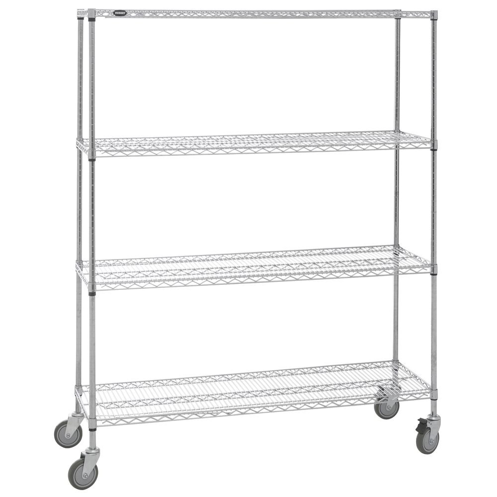 Wire Shelving 4-Shelf Chrome-Plated Mobile- 60" L x 18" W x 78" H by HUBERT – Wire, Chrome, Model MB18602KTC