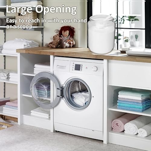 Miniatura 4 de Paquete de 2 recipientes de vidrio con tapas herméticas, tarros de vidrio de 0.8 galones para organización de la lavandería, recipientes