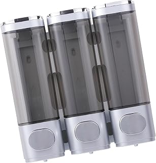 3-kammar Duschtvåldispenser, Stor Knapp med Läcksäker Pump och Genomskinlig Kropp, för Hotel Gym Club-badrum (Silver)