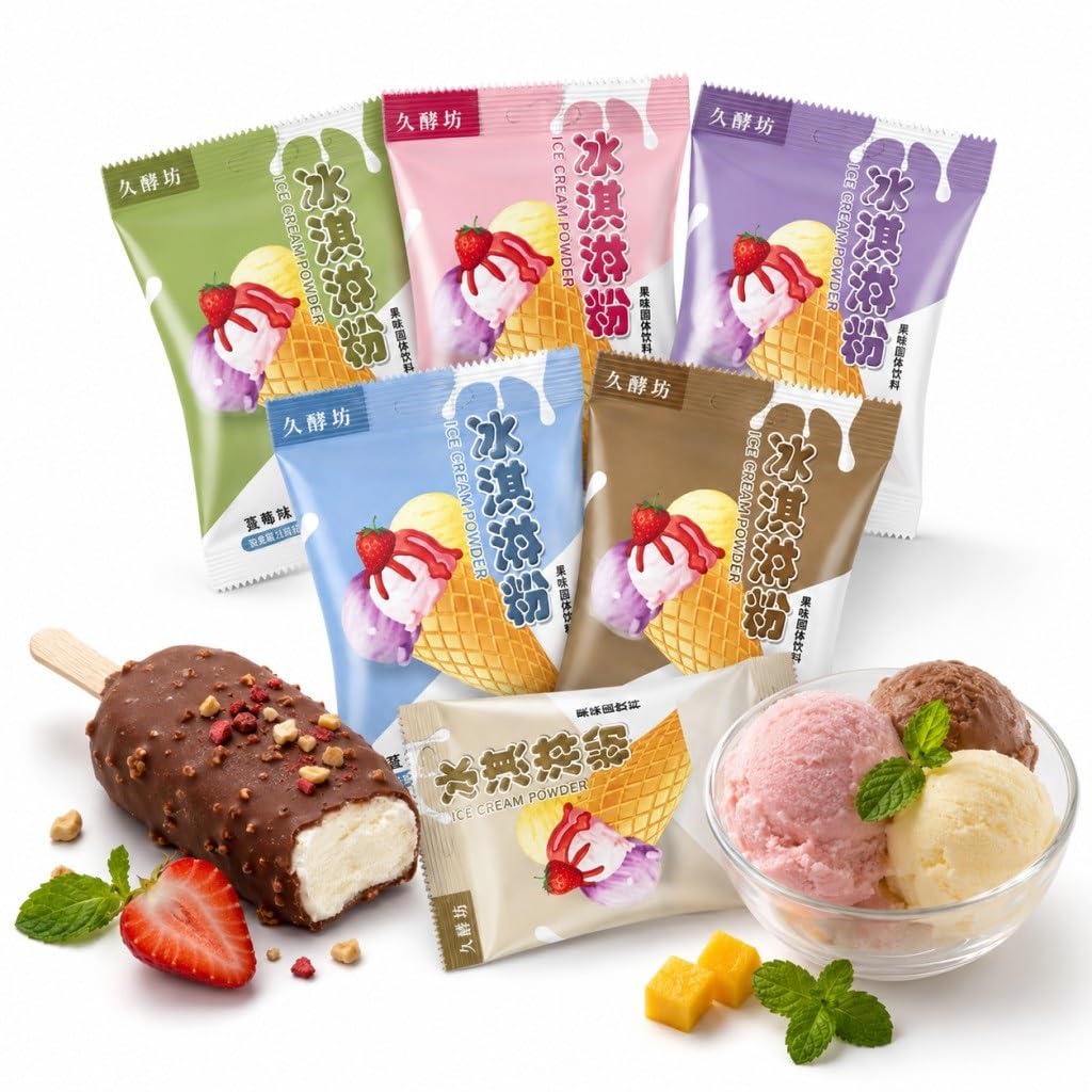 Kit De Mezcla Helado En Polvo 100g X 6 Paquetes Con Sabores: Fresa, Chocolate, Leche Arándano, Bricolaje Hecho Casa, No Necesita Máquina