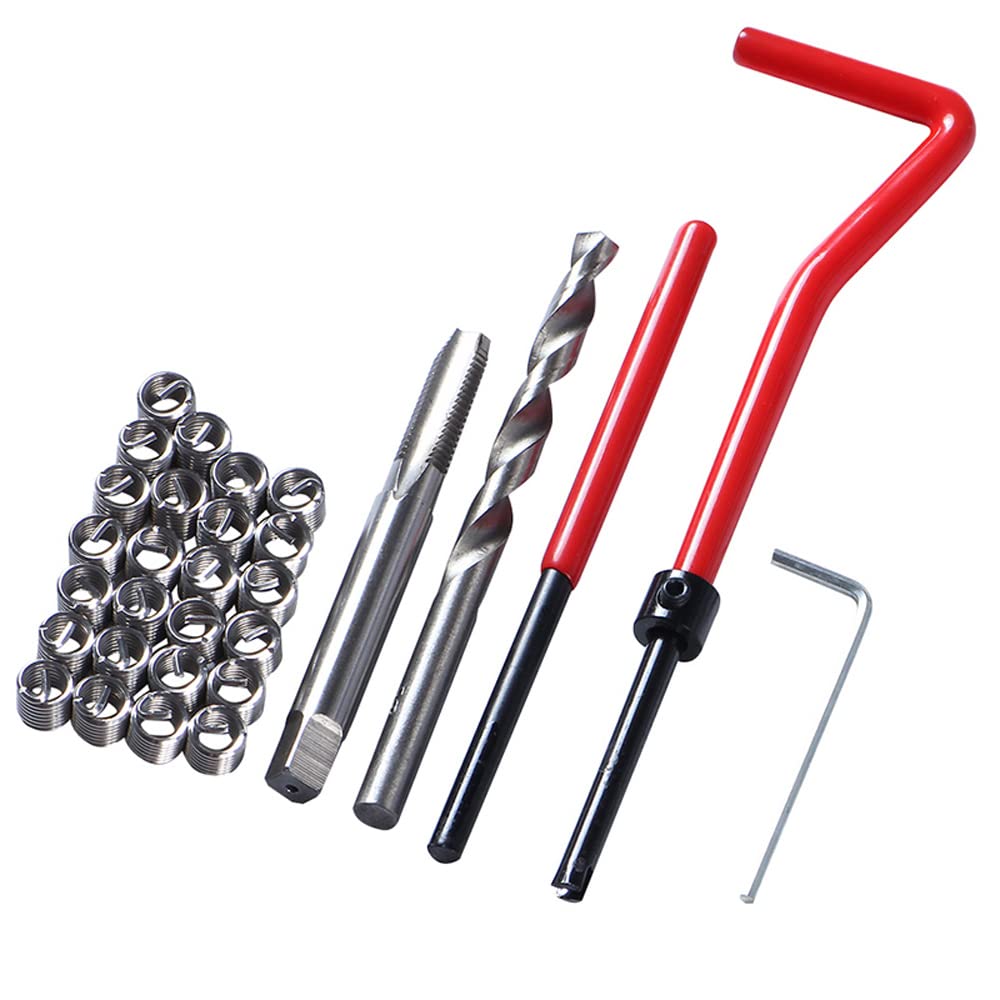 30 PZ in Acciaio Inox Kit di Riparazione Filetto M6x1.0mm Metrico Filo di Riparazione Inserto Kit Compatibile Strumento Mano Set per Auto Riparazione