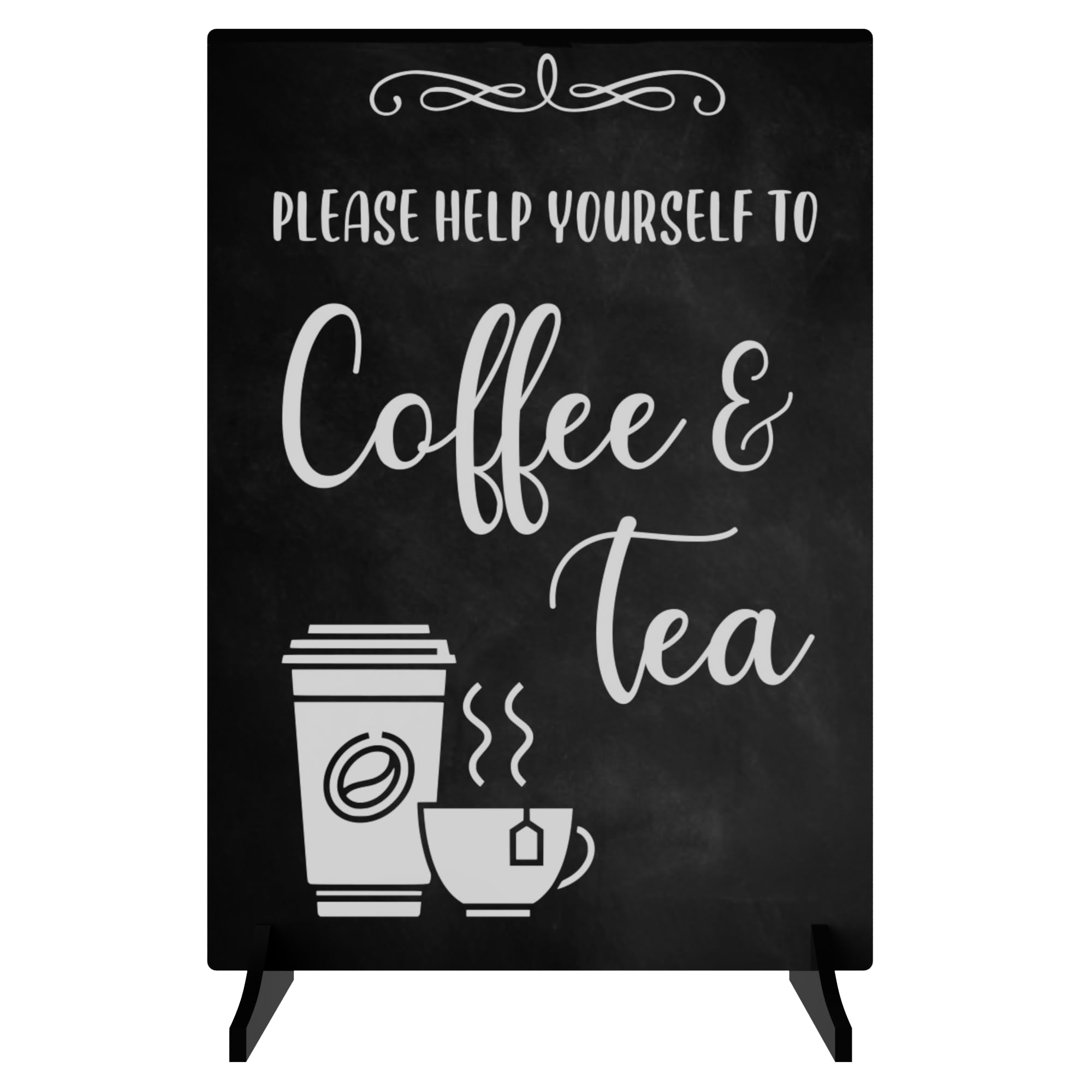Please Help Yourself To Coffee & Tea Sign/Notice - Freestanding sign for Guests, Customers, Clients Coffee Mornings, Meetings, Conferences where refreshments are served. A4 Size with Wood Stand. - Image 2