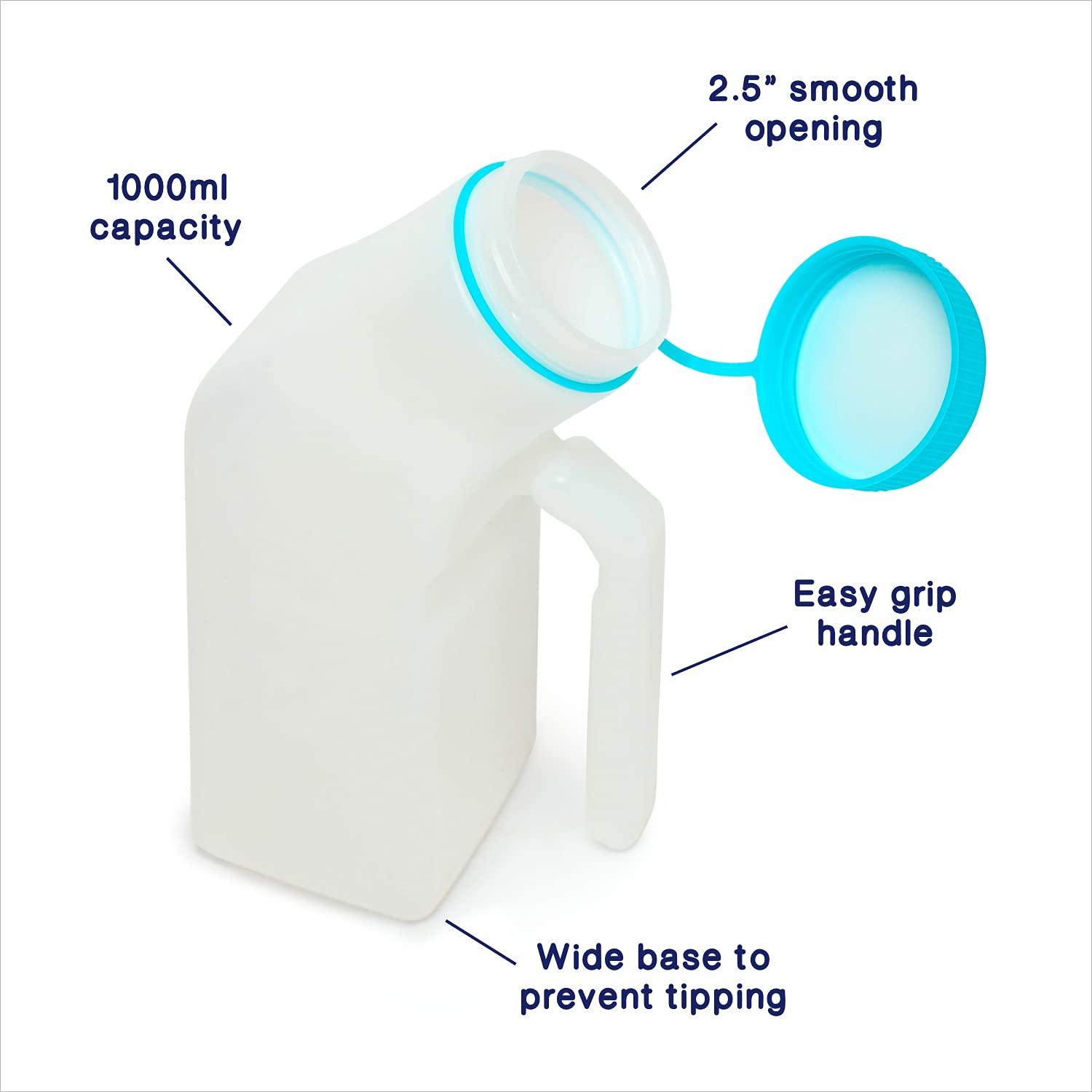 Buy MedVance Urinal for Men 1000ml with Glow in The Dark Spill Proof Screw Cap Lid, Plastic Pee