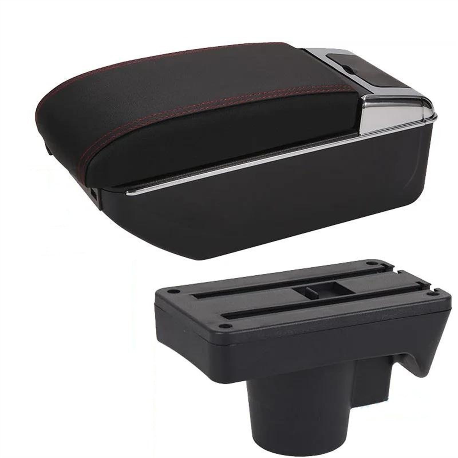 NOHEEU Car Armrest Box Interior Details Refitting Accessories Storage USB For Astra H 2008-2011(B1 Black red 7USB)