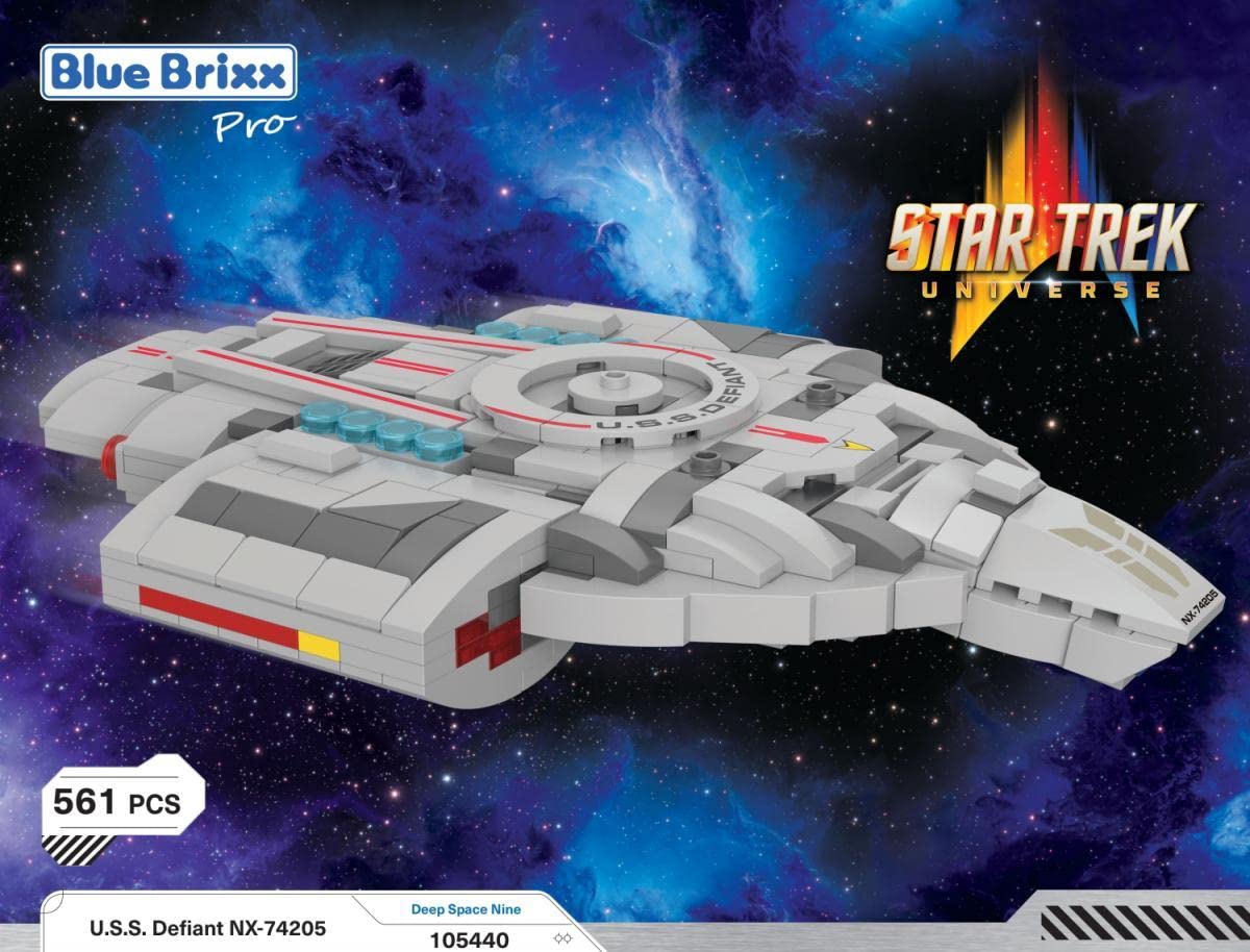 BlueBrixx – Star Trek USS Defiant NX-74205 – aus: Deep Space Nine – Midsize-Bausatz mit 561 Klemmbausteinen – 100% kompatibel – ORIGINAL-Lizenz, 105440