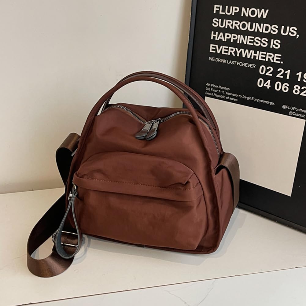 Elegant Solid Color Crossbody Bag Small Nylon Top Handle Everyday Purse Casual Satchels Handbag - Image 7