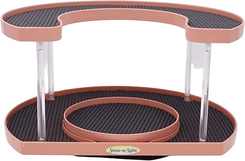 Stow-n-Spin - Organizador de especias para gabinete organizador de especias con doble giratorio en la parte inferior estante de especias para
