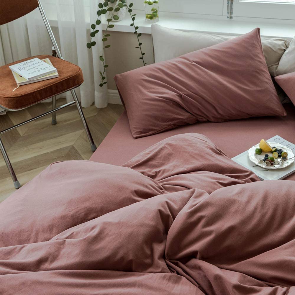 AMWAN Double XL Bedding Set Single Style Rustic Bohemian Soft Cotton Jersey Knit Bedding Set Includes 1 Duvet Cover and 2 Pillow Cases - Image 4
