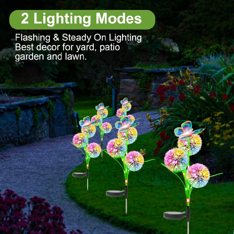Luci Solari Farfalla Da Giardino - 2 Pezzi, 14 LED, IP65 Impermeabili, Cambio Colore Automatico