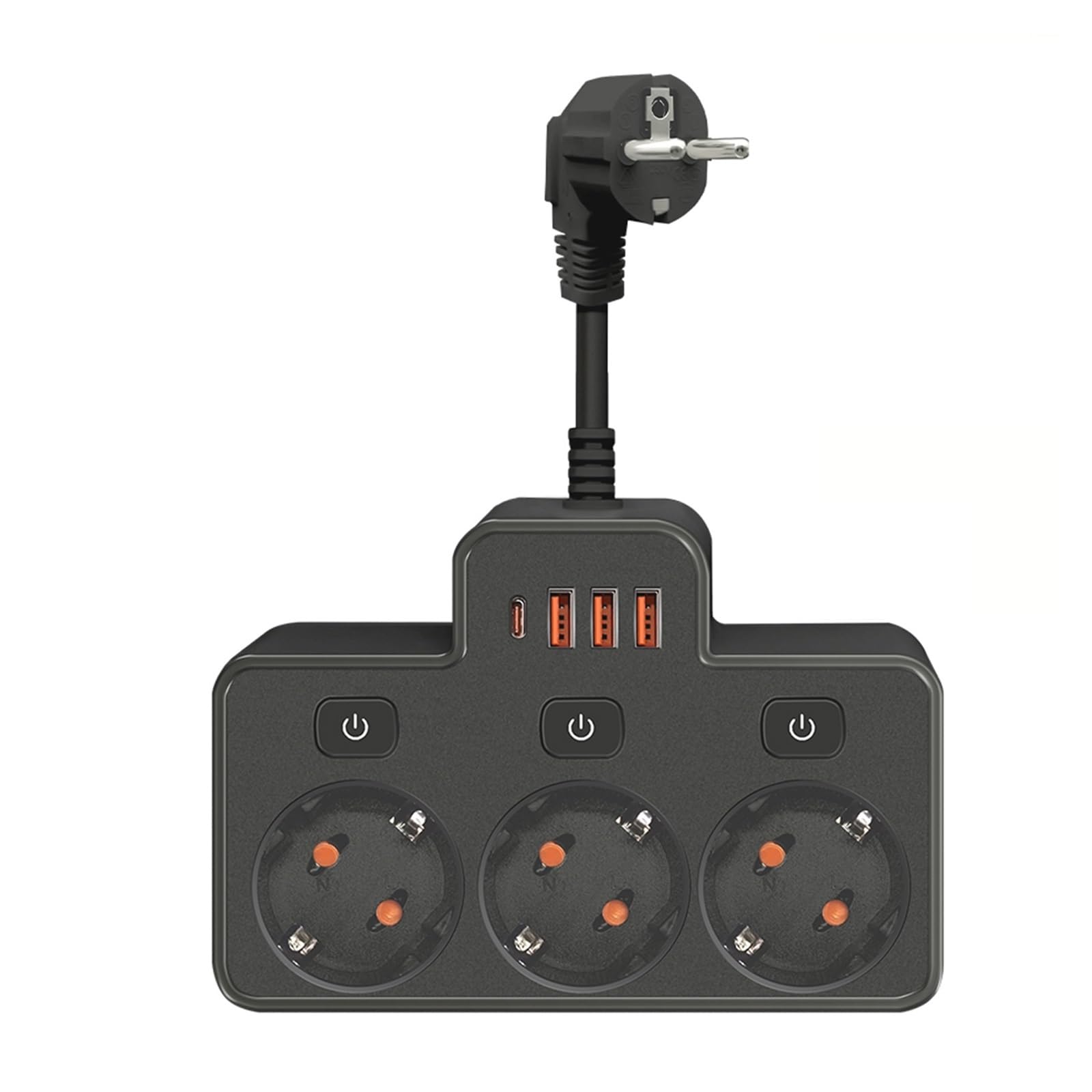 Multiprise prise ca ue corée, interrupteur mural indépendant, filtre réseau Multitap avec Ports USB, adaptateur de filtre réseau de charge(Black)